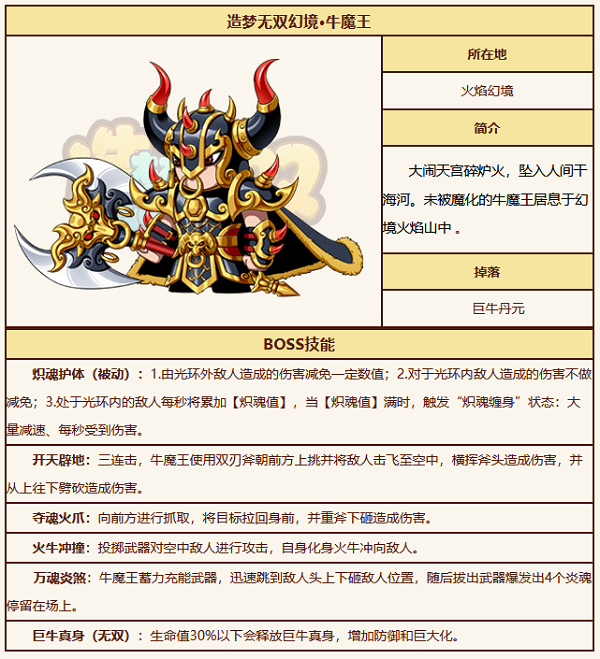 造梦无双幻境牛魔王技能表