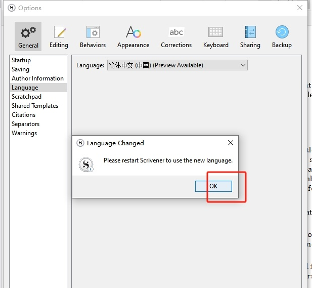 ​scrivener语言怎么改成中文 ​scrivener设置中文语言方法一览图4